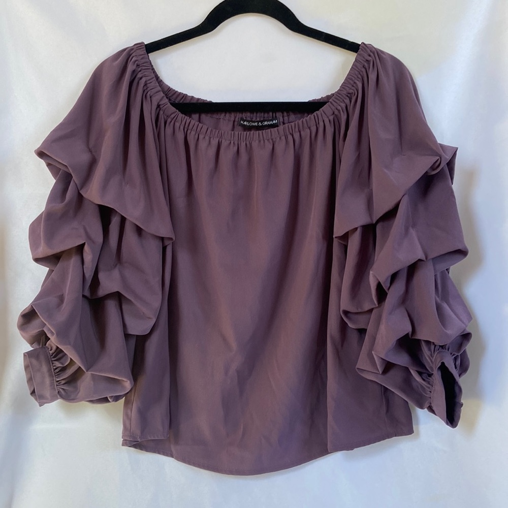 Harlowe & Graham puff sleeved purple top size small